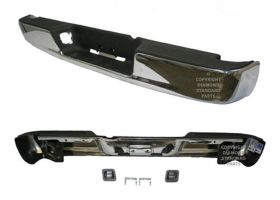 2006-2009 Dodge Pickup Dodge Ram Mega Cab Bumper Face Bar Rear Assembly W/2 Brkt Chrome - OEM# 55077107AK - CH1102351-3