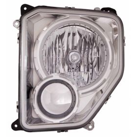 2008-2012 Jeep Liberty Head Lamp Driver Side Chrome Bezel W/O Fog Lamp Round Bulb Shield HQ - OEM# 57010171AE-PFM - CH2502234-3