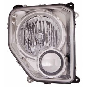 2008-2012 Jeep Liberty Head Lamp Passenger Side Chrome Bezel W/O Fog Lamp Round Bulb Shield HQ - OEM# 57010170AE-PFM - CH2503234-3