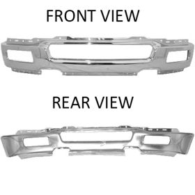 2004-2006 Ford Pickup Ford Lightduty Bumper Front Steel Chrome W/Square Fog Lamp Hole - OEM# 4L3Z17757BA - FO1002390-3