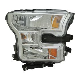2015-2017 Ford Pickup- F150 Headlamp Assembly, Rh (Passenger Side)- Halogen- Chrome Bezel- Capa Certified - FO2503335-2