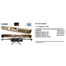 Nissan Titan Pickup 2017-2019 Rear Step Bumper Assembly - NI1103144DSC