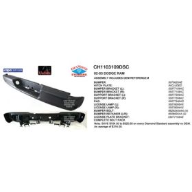 Dodge Pickup Ram1500 2002-2003 Rear Step Bumper Assembly - CH1103109DSC