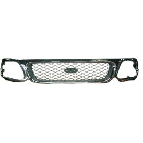 1997-1998 Ford Pickup- F150 Grille-Honeycomb- Chrome Out / Gray In - FO1200380-2