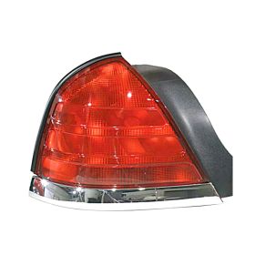 1999-2002 Ford Crown Victoria Tail Lamp Driver Side (Chrome Moulding-2 Bulb-Red) HQ - FO2800176-3