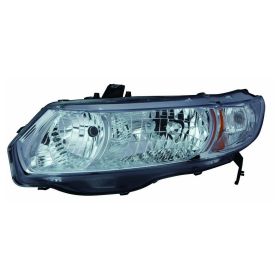 2006-2009 Honda Civic- Coupe Performance Headlamp Set Lh (Driver Side)+Rh  (Passenger Side) - White Lens - Chrome Bezel - Automatic / Manual-5 Speed - HO2505156-2