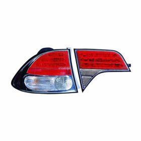 2006-2009 Honda Civic- Sedan Performance Rear Lamp Set Lh (Driver Side)+Rh  (Passenger Side) -Clear Lens - Chrome - Inner / Outer - HO2811273-2