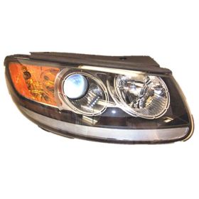2012 Hyundai Santa Fe Head Lamp Passenger Side Halogen W/Clear Lower Reflector Black Bezel HQ - OEM# 921020W500 - HY2503166-3