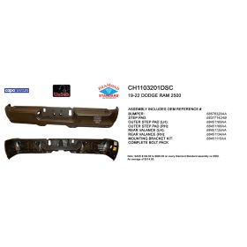 2019-2022 RAM PICKUP-RAM-3500 Rear Step Bumper Assembly - Diamond Standard - CH1103201DSC OEM# 68576320AA-PFM