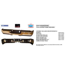2019-2022 RAM PICKUP-RAM-3500 Rear Step Bumper Assembly - Diamond Standard - CH1103202DSC OEM# 68576316AA-PFM