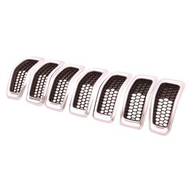2014-2018 Jeep Cherokee Grille Matte Black W/Chrome Moulding 7 Pieces Set - OEM# 68303626AC - CH1200375-3