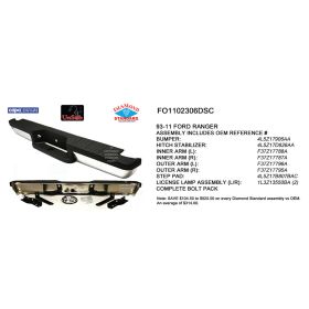 Ford Ranger Pickup 2wd 1993-2011 Rear Step Bumper Assembly - FO1102306DSC