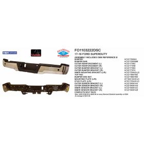 2017-2019 Ford Pickup F450 Superduty Rear Step Bumper Assembly - CAPA Certified ®