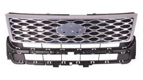 2016-2017 Ford Explorer Grille Satin Chrome For Models W/Platinum - OEM# FB5Z8200HA - FO1200617-3
