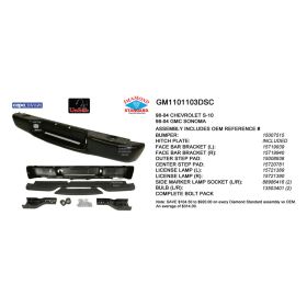 Chevrolet S10 Pickup 1998-2004 Rear Step Bumper Assembly - GM1101103DSC
