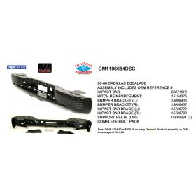 Cadillac Escalade Ext 2002-2006 Rear Bumper Impact Bar Assembly - GM1106664DSC