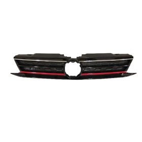 2015-2018 Volkswagen Jetta- Sedan Grille Assembly- Black W/ Upper Chrome Moulding- Lower Red Moulding- Gli Model - VW1200177-2
