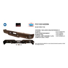 2005-2008 Ford Pickup F-150 Rear Step Bumper Assembly (Pull Bar Style - FO1103143DSN-2 OEM #8L3Z17906EPTM/7L3Z17B807D/4L3Z17788AA/4L3Z17787AA