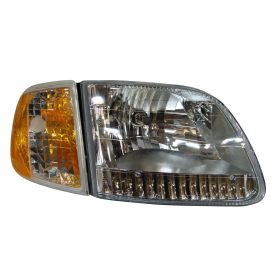 1996-1997 Ford Pickup- F150 Performance  Rh (Passenger Side) Headlamp & Signal Lamp Set  - Diamond Design - FO2503282-2