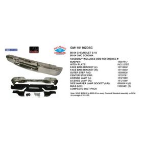 Chevrolet S10 Pickup 1998-2004 Rear Step Bumper Assembly - GM1101102DSC