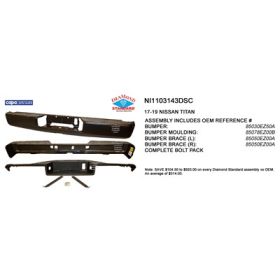 Nissan Titan Pickup 2017-2019 Rear Step Bumper Assembly - NI1103143DSC