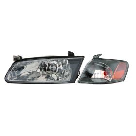 1997-1999 Toyota Camry Performance Headlamp & Signal Lamp Set Lh (Driver Side)+Rh  (Passenger Side) - Black Bezel - TO2505120-2